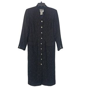 Sophisticated Plaza South Trench Style Dress Maxi/Midi Lined Full Button Down 8P